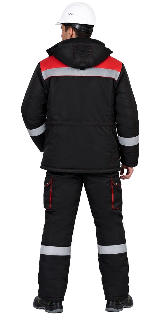 Костюм СИРИУС-ТИТАН куртка дл., полукомбинезон, чёрный с красным и СОП